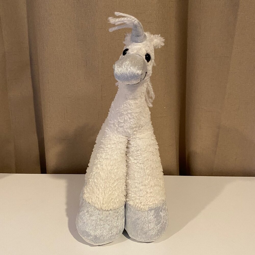 Bestever Tall Unicorn Plush with Big Feet Bean Bag‎ Stuffed Animal Gray & White